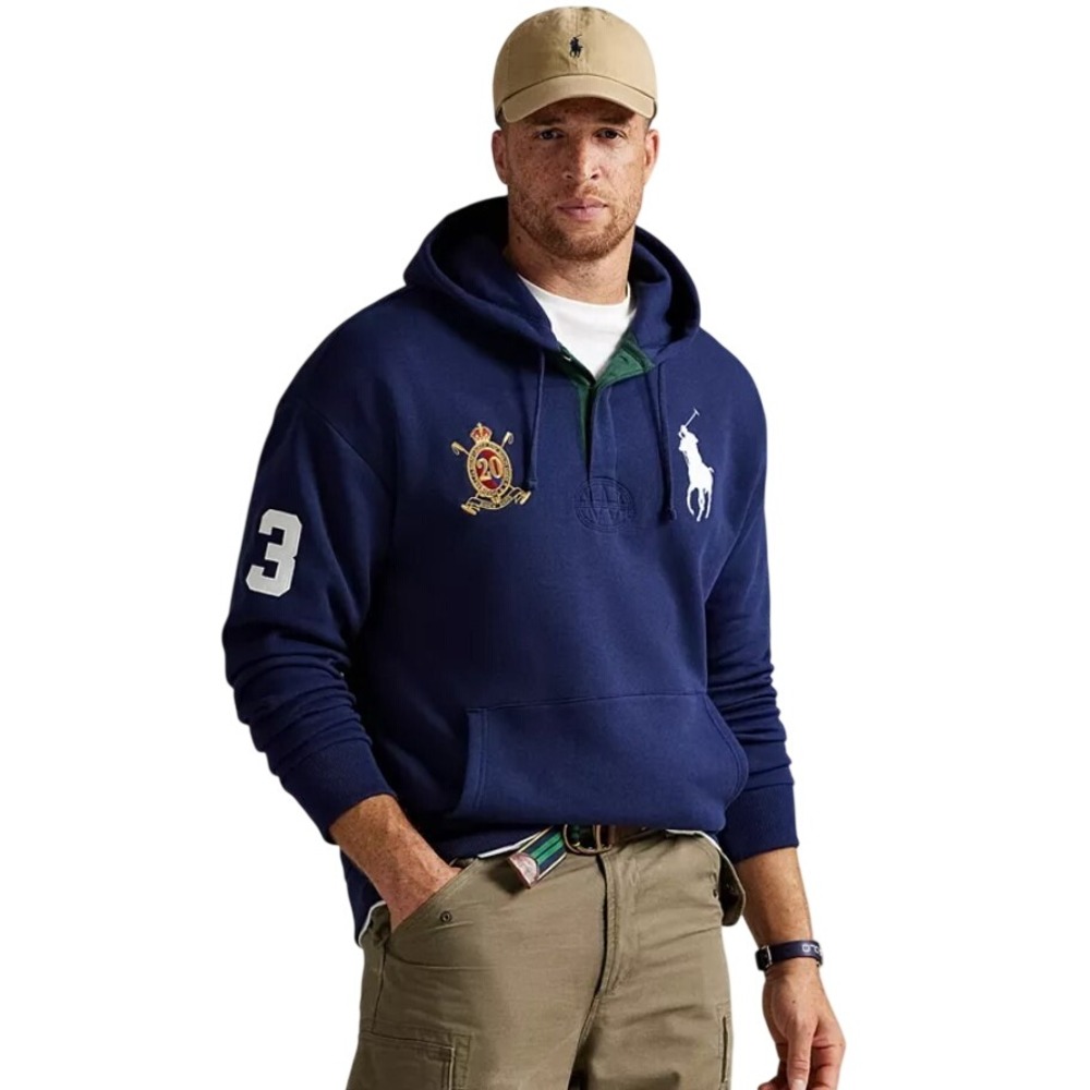 Polo Ralph Lauren Mens 20th Anniversary Crest Fleece Hoodie in Navy 2XLT